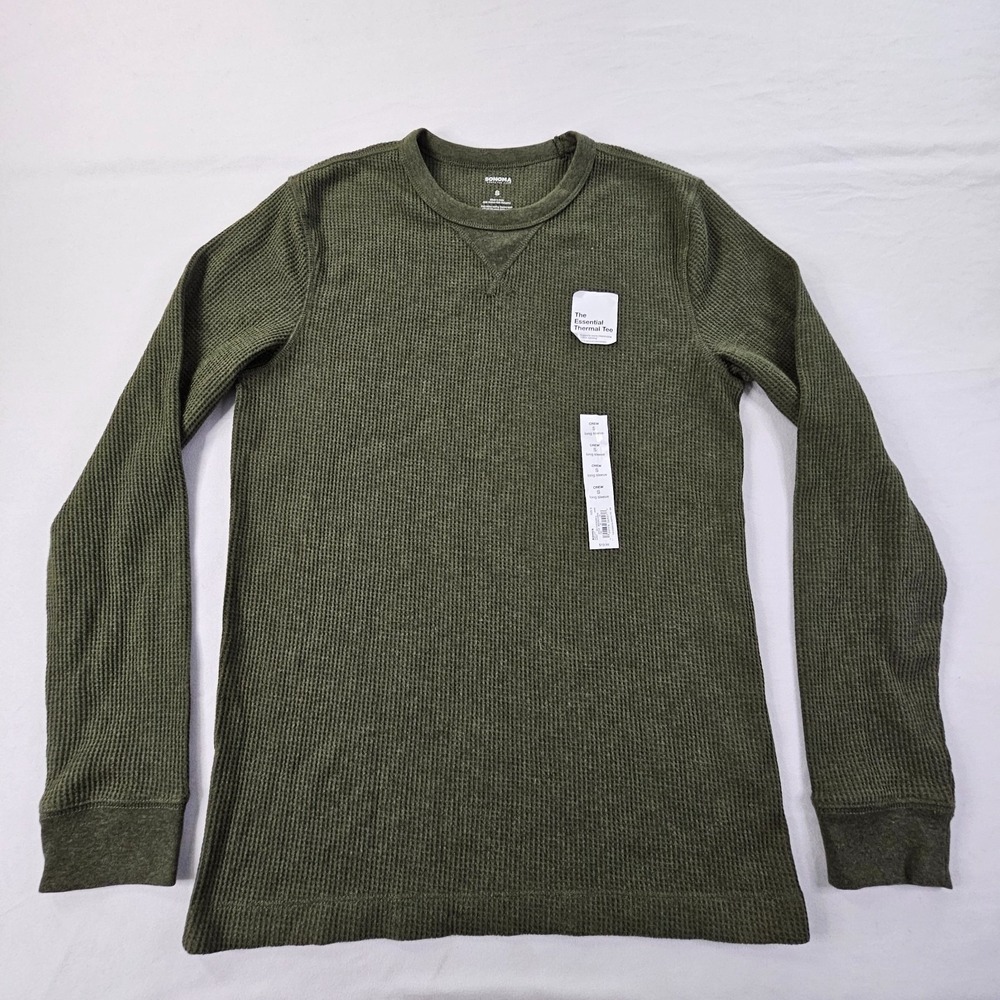 Sonoma Essential Thermal Tee Green Long Sleeve Cotton Blend Men's S